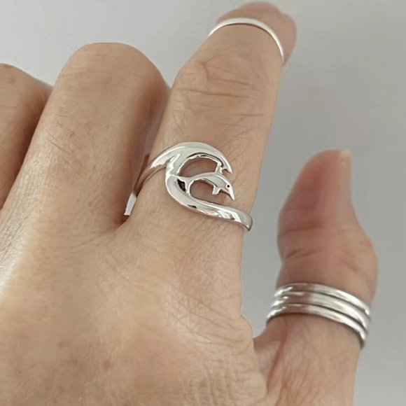 Ocean Wave Dolphin Ring - Picture 7 of 8